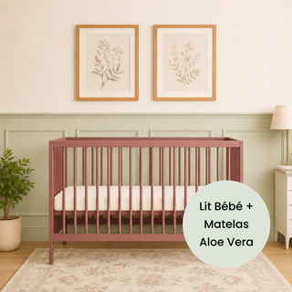 Mini Lit bébé avec Matelas Aloe Vera | Vieux Rose