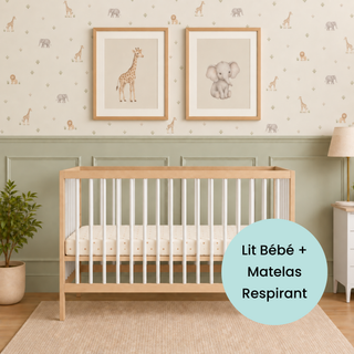 Mini Lit bébé avec Matelas Respirant | Hêtre Blanc