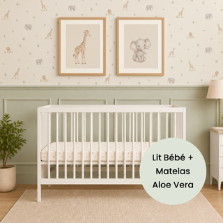 Mini Lit bébé avec Matelas Aloe Vera | Blanc