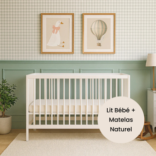 Mini Lit bébé avec Matelas Naturel | Blanc
