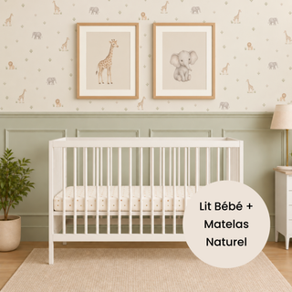 Mini Lit bébé avec Matelas Naturel | Blanc