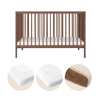 Mini Lit bébé avec Matelas Naturel | Noyer