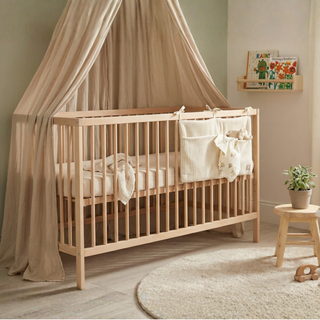 Mini Lit bébé avec Matelas Naturel | Hêtre Naturel