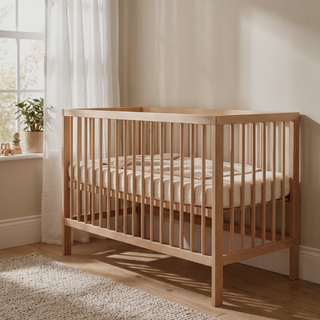 Mini Lit bébé avec Matelas Respirant | Hêtre Naturel