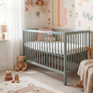Mini Lit bébé avec Matelas Naturel | Vert Bleuté
