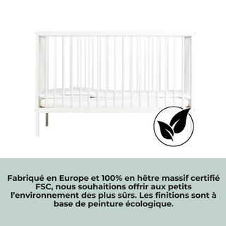 Mini Lit Bébé Évolutif avec matelas aloe vera | Blanc