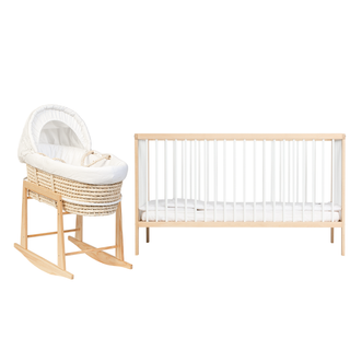 Pack Rêve | Couffin en Osier + Midi Lit Hêtre Blanc - Mokee