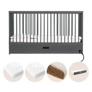 Midi Lit Bébé | Pack Naturel Suprême 5 en 1 | Bleu Grisé