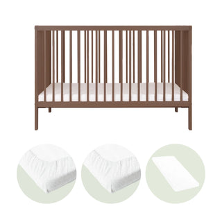 Mini Lit bébé | Pack Essentiel 4 en 1 | Noyer