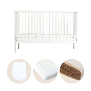 Mini Lit bébé | Pack Premium Naturel 4 en 1 | Blanc