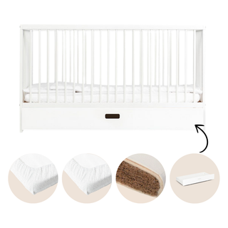 Midi Lit Bébé | Pack Naturel Suprême 5 en 1 | Blanc