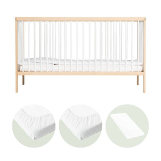 Midi Lit bébé | Pack Essentiel 4 pièces | Hêtre Blanc