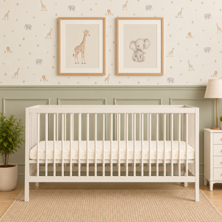 Midi Lit Bébé avec Tiroir & Matelas Respirant | Blanc - Mokee