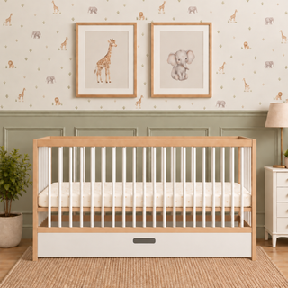 Midi Lit Bébé avec Tiroir | Hêtre Blanc