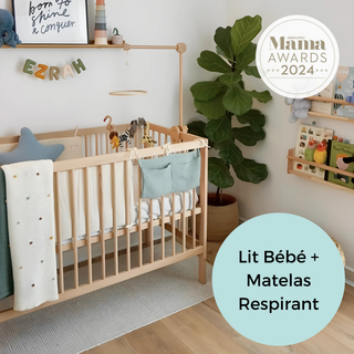 Mini Lit bébé avec Matelas Respirant | Hêtre Naturel