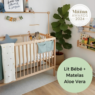 Mini Lit bébé avec Matelas Aloe Vera | Hêtre Naturel