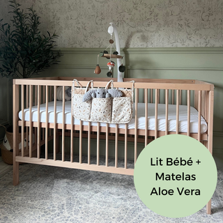 Midi Lit bébé avec Matelas Aloe Vera | Hêtre Naturel