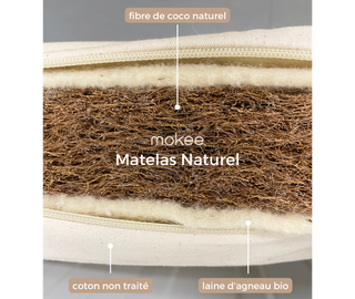 Mini Lit Bébé Évolutif avec tiroir et matelas naturel | Hêtre Blanc