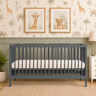 Midi Lit Bébé avec Matelas Respirant | Bleu Grisé