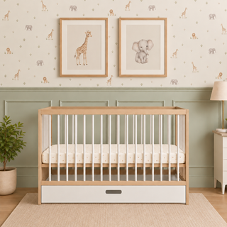 Mini Lit Bébé avec Tiroir | Hêtre Blanc