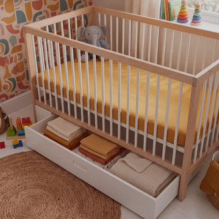 Mini Lit Bébé avec Tiroir | Hêtre Blanc
