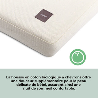 Mini Lit Bébé Évolutif avec matelas naturel | Bleu Grisé