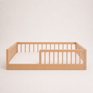 Lit Montessori au sol en Bois Massif | 70 x 140 cm | Hêtre Naturel