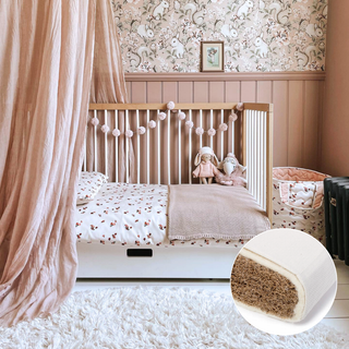 Mini Lit Bébé Évolutif avec tiroir et matelas naturel | Hêtre Blanc