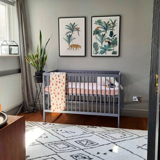 Mini Lit Bébé avec tiroir | Bleu Grisé