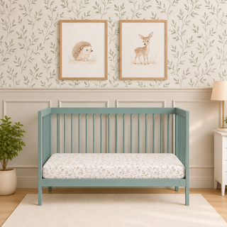 Mini Lit bébé avec Matelas Naturel | Vert Bleuté