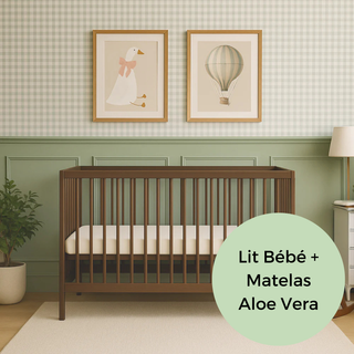 Mini Lit bébé avec Matelas Aloe Vera | Noyer