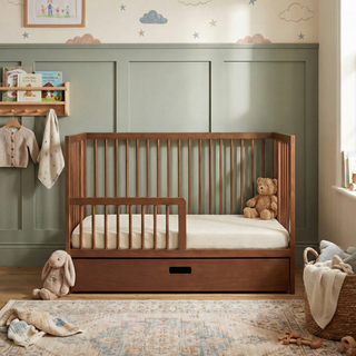 Mini Lit Bébé avec Tiroir | Noyer