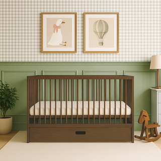 Mini Lit Bébé avec Tiroir | Noyer