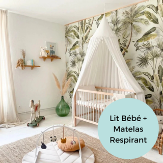Mini Lit bébé avec Matelas Respirant | Hêtre Blanc