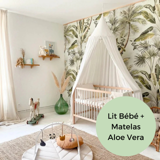 Mini Lit bébé avec Matelas Aloe Vera | Hêtre Blanc