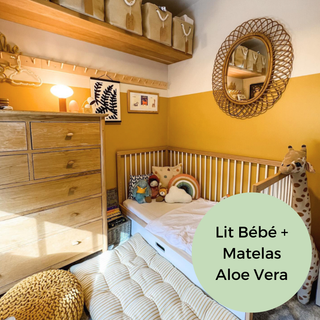 Midi Lit bébé avec Matelas Aloe Vera | Hêtre Blanc
