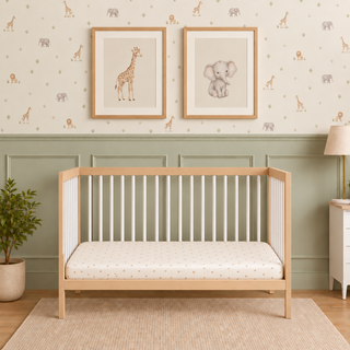 Mini Lit bébé avec Matelas Naturel | Hêtre Blanc